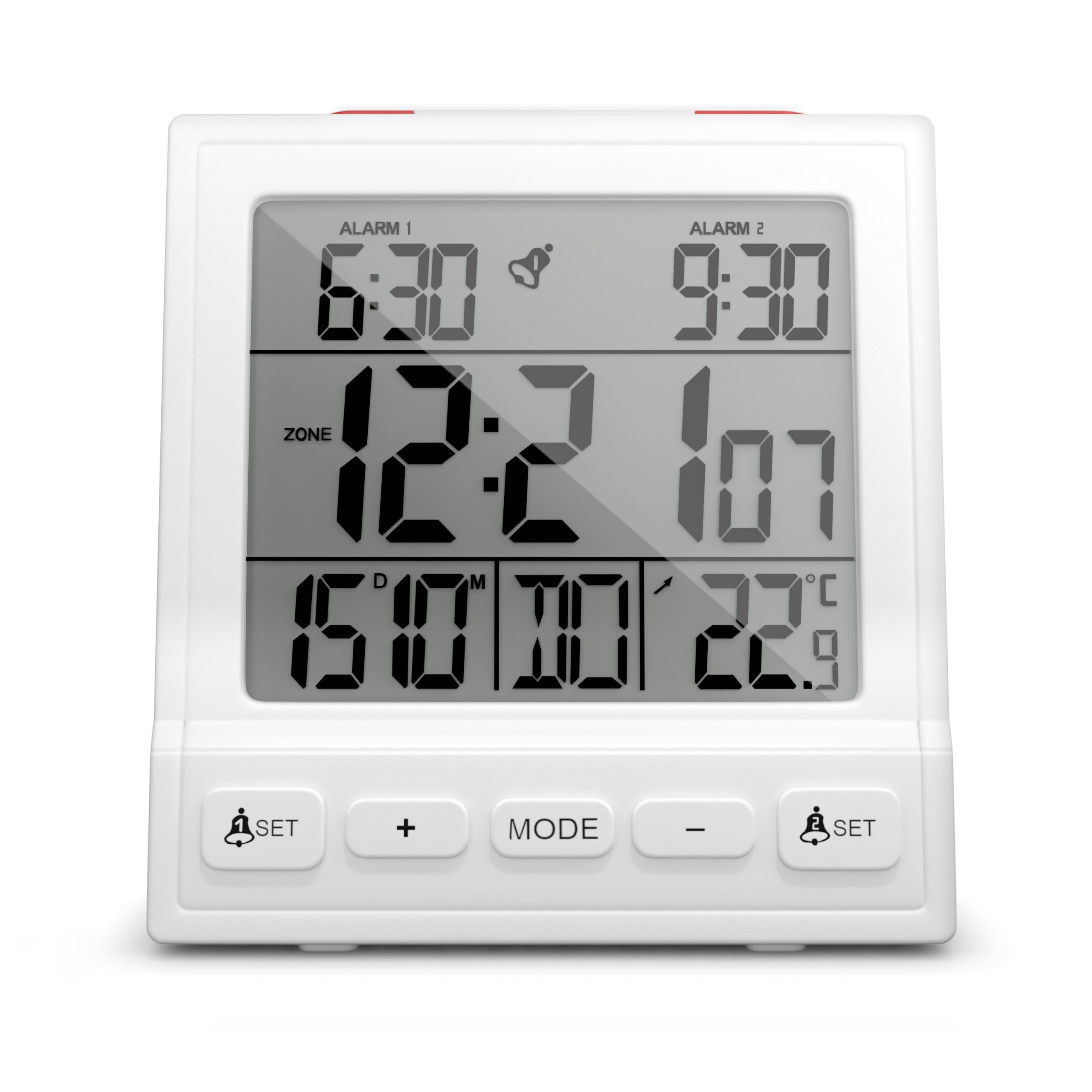 Image of Mebus 56813 - Digital alarm clock - Rectangle - White - 12/24h - F...