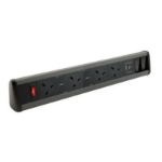 POWERDATA P-PACK DESK BLACK 4X POWER - USB A & C - 2X CAT.6 COUPLER -