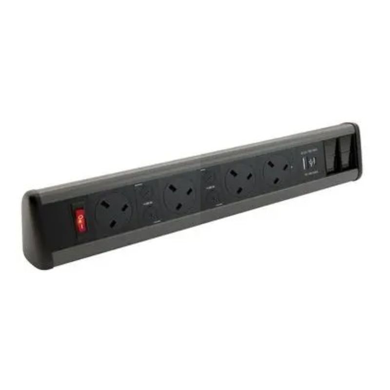 POWERDATA P-PACK DESK BLACK 4X POWER - USB A & C - 2X CAT.6 COUPLE