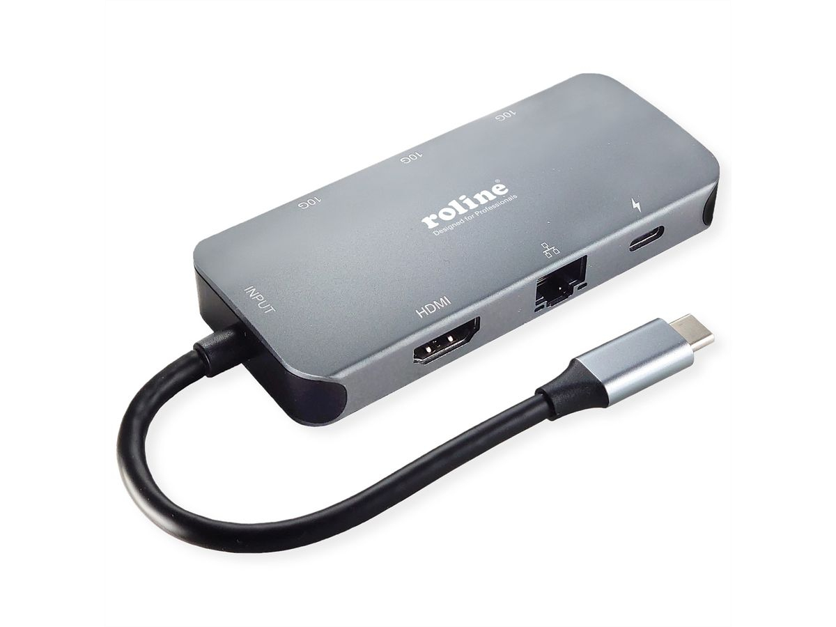 ROLINE 12.02.1121 interface hub USB Type-C 5000 Mbit/s Grey