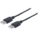 Manhattan USB-A to USB-A Cable, 3m, Male to Male, Black, 480 Mbps (USB 2.0), Hi-Speed USB, Lifetime Warranty