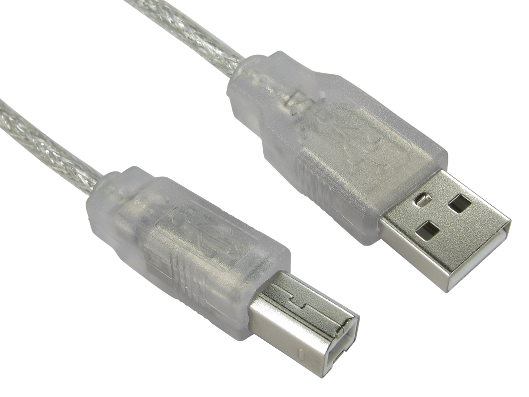 Cables Direct USB A - USB B M/M 1m USB cable USB 2.0 Transparent