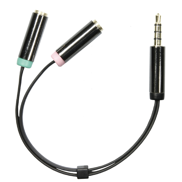 AUD-201 DELTACO AUD-201 - 3.5mm - Male - 2 x 3.5mm - Female - 0.1 m - Black