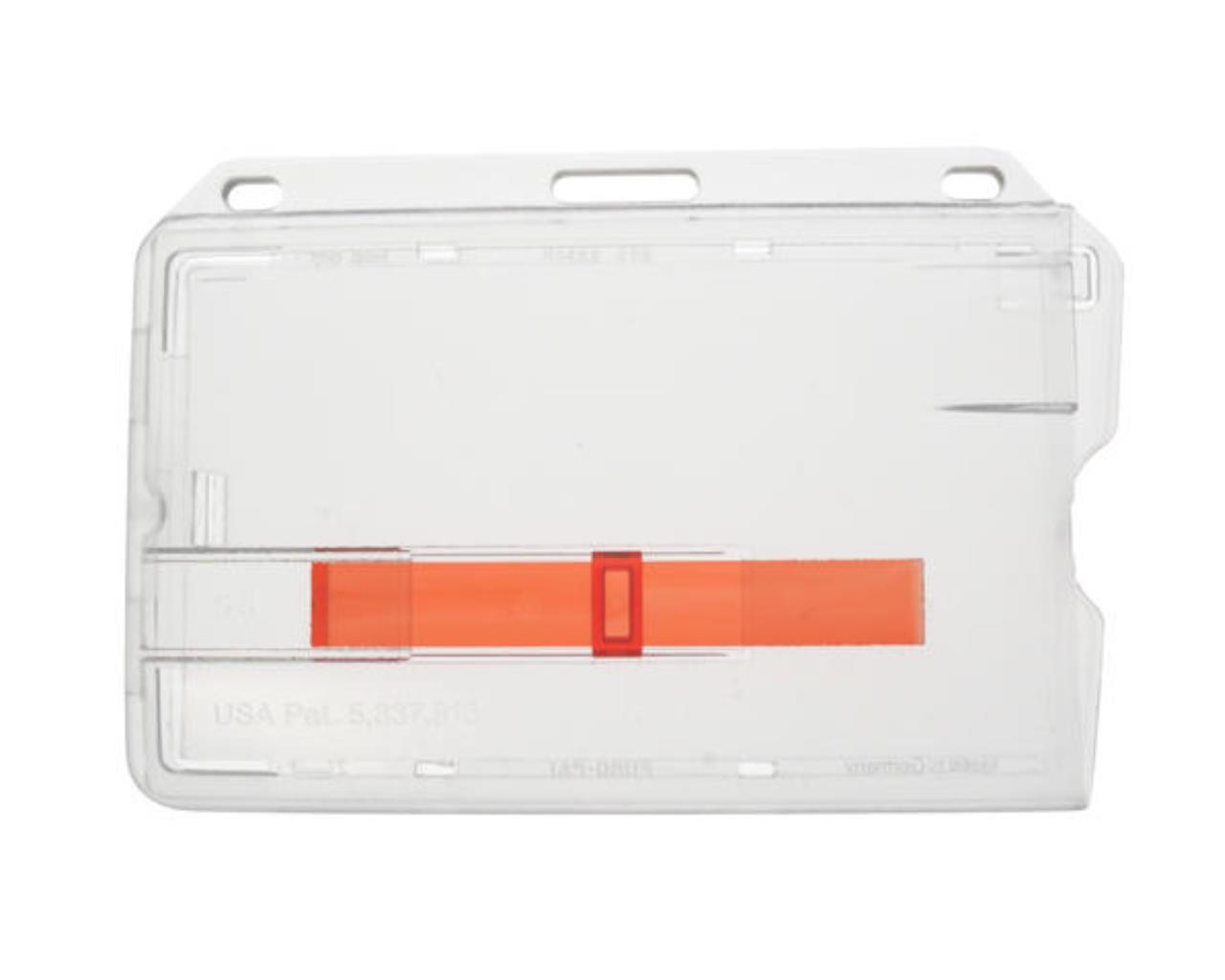 Digital ID Enclosed Holders with Single Slider Bar, Red Slider, Premium - Landscape / Horizontal (Pack of 100)