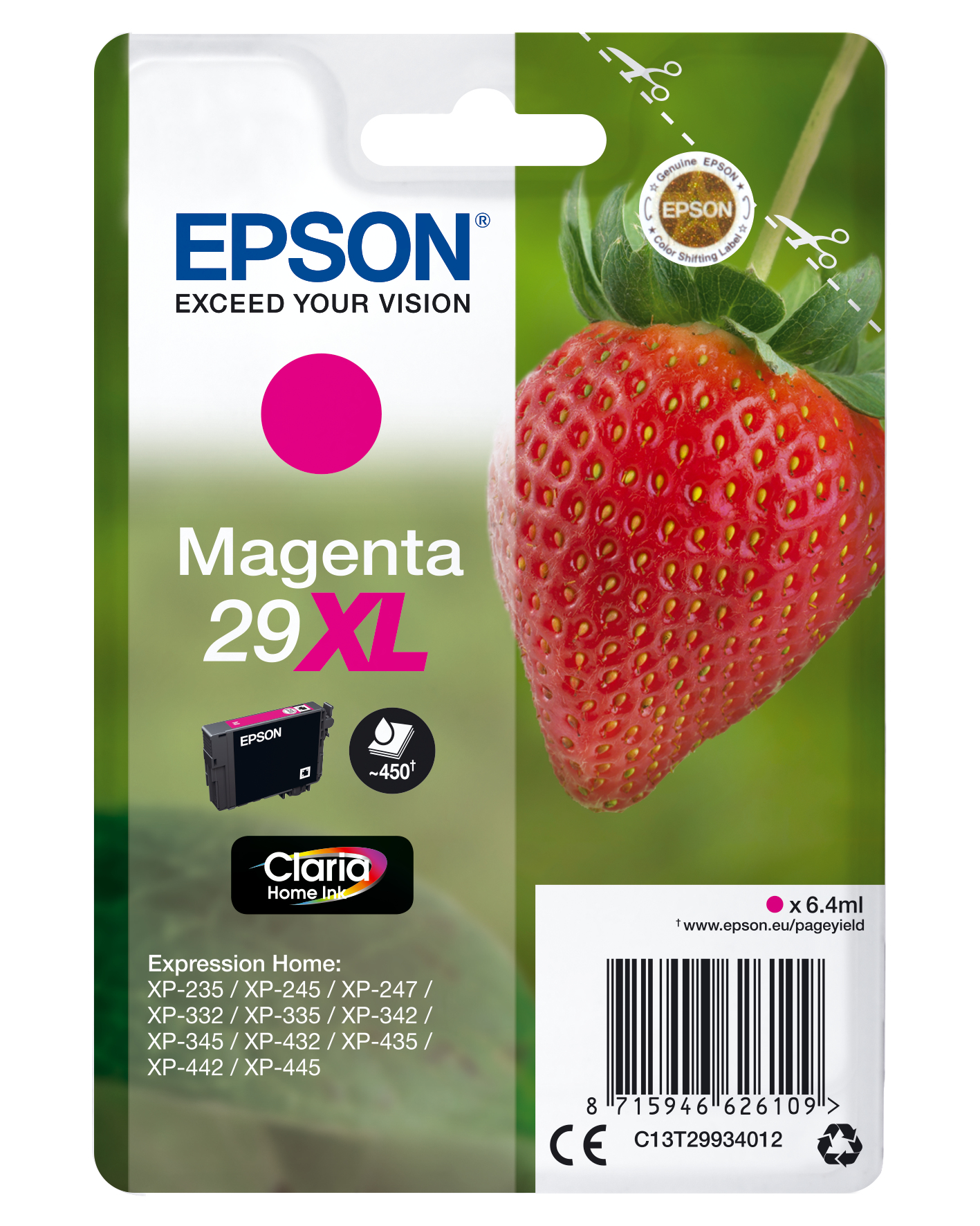 Image of Epson C13T29934012/29XL Ink cartridge magenta high-capacity, 450...