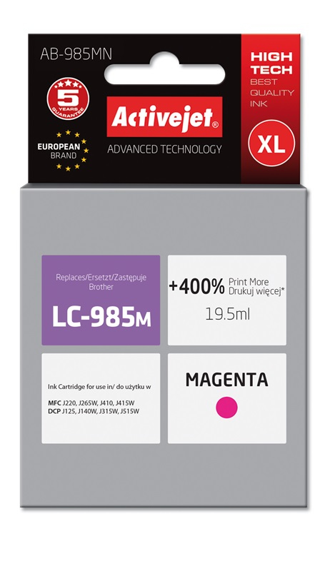 Activejet AB-985MN ink (replacement for Brother LC985M; Supreme; 19.5 ml; magenta)