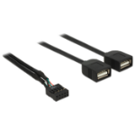 DeLOCK 83823 USB-kabel USB 2.0 0,4 m 2 x USB A Zwart