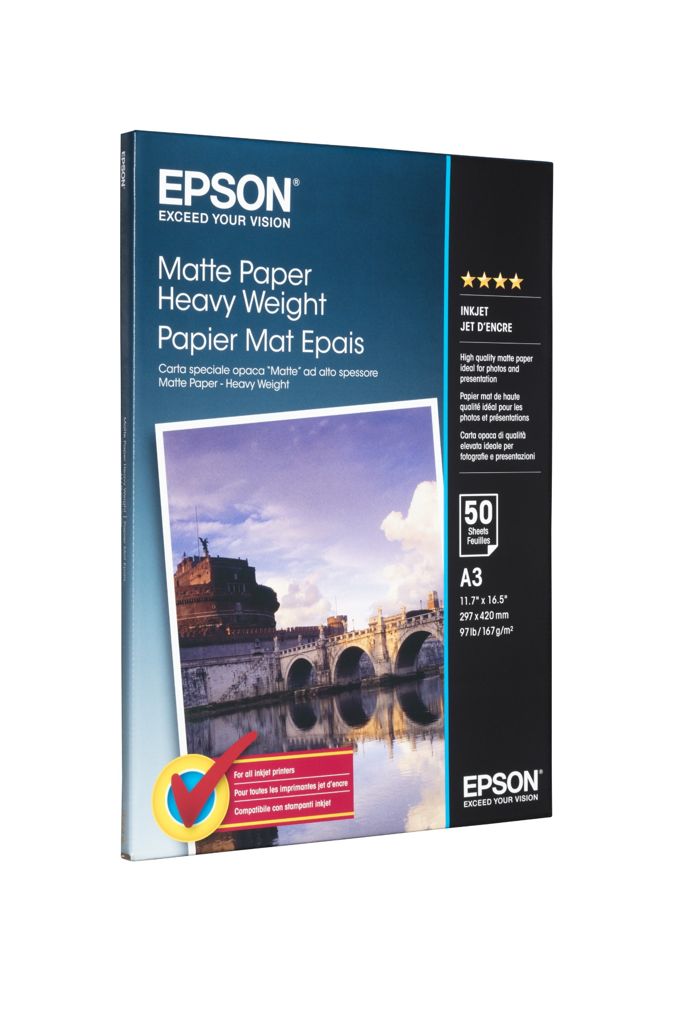 Epson Matte Paper Heavy Weight. DIN A3. 167g/m2. 50 Sheets