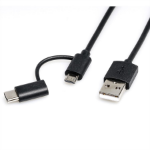 ROLINE 11028328 USB cable USB 2.0 1 m USB A USB C/Micro-USB B Black