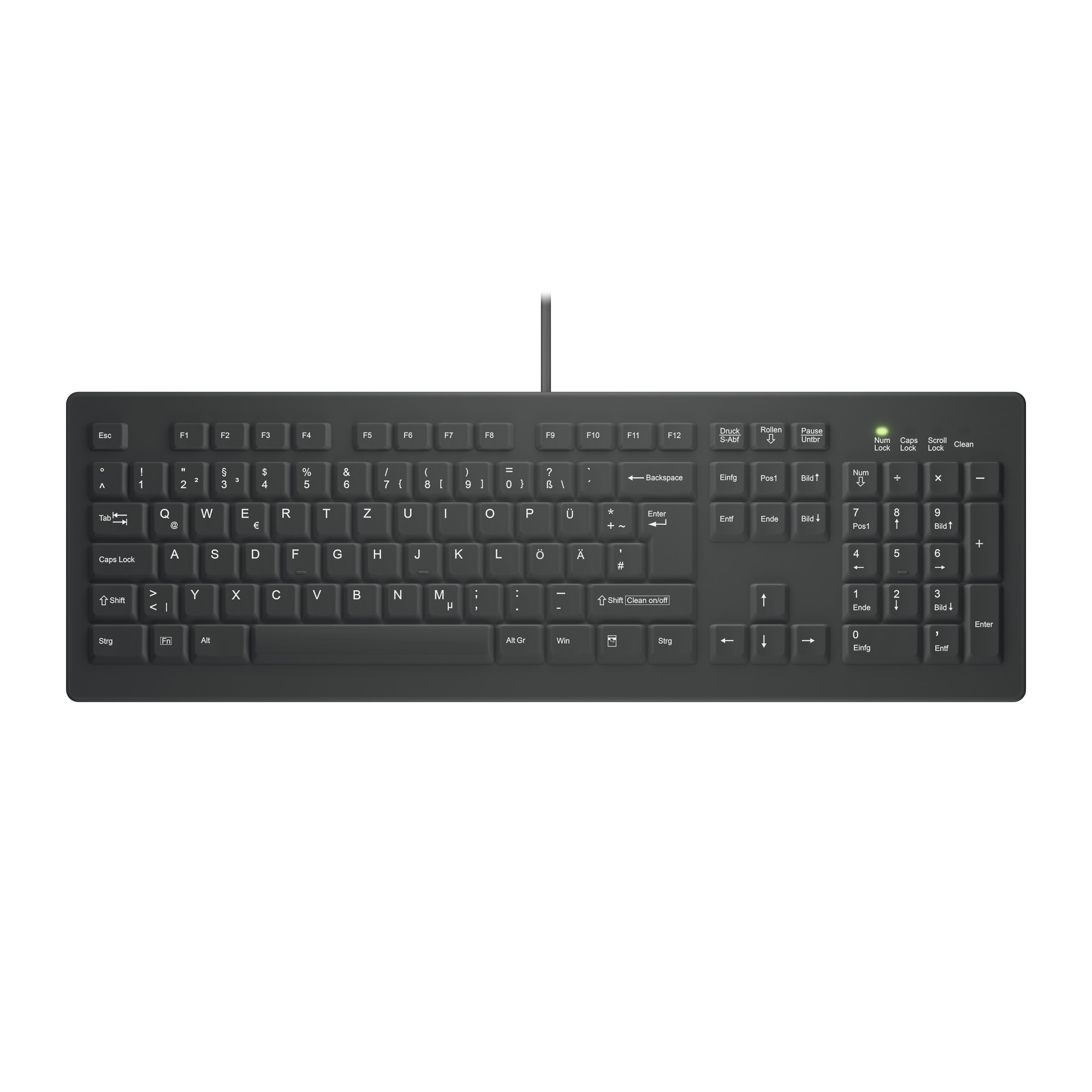 Contour Design Active Key Contour ClassicClean Medical Keyboard Removable Cover Full-Size Wired Black DE C8100