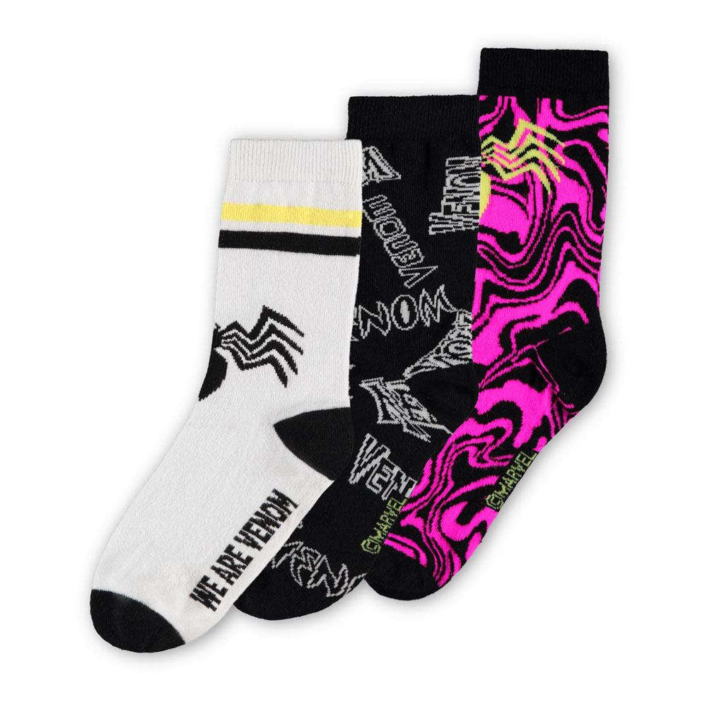 Marvel Venom Logo All-over Print Children's Crew Socks (3-Pack),...