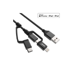 InLine 3-in-1 USB Cable, USB-A M to Micro-USB+USB-C+Lightning, black/aluminium