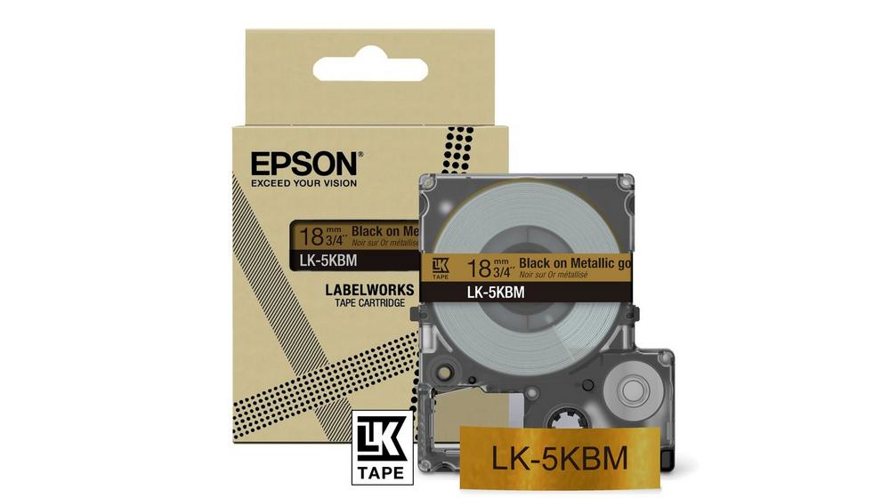 Epson C53S672093/LK-5KBM DirectLabel-etikettes gold on black 18mm...