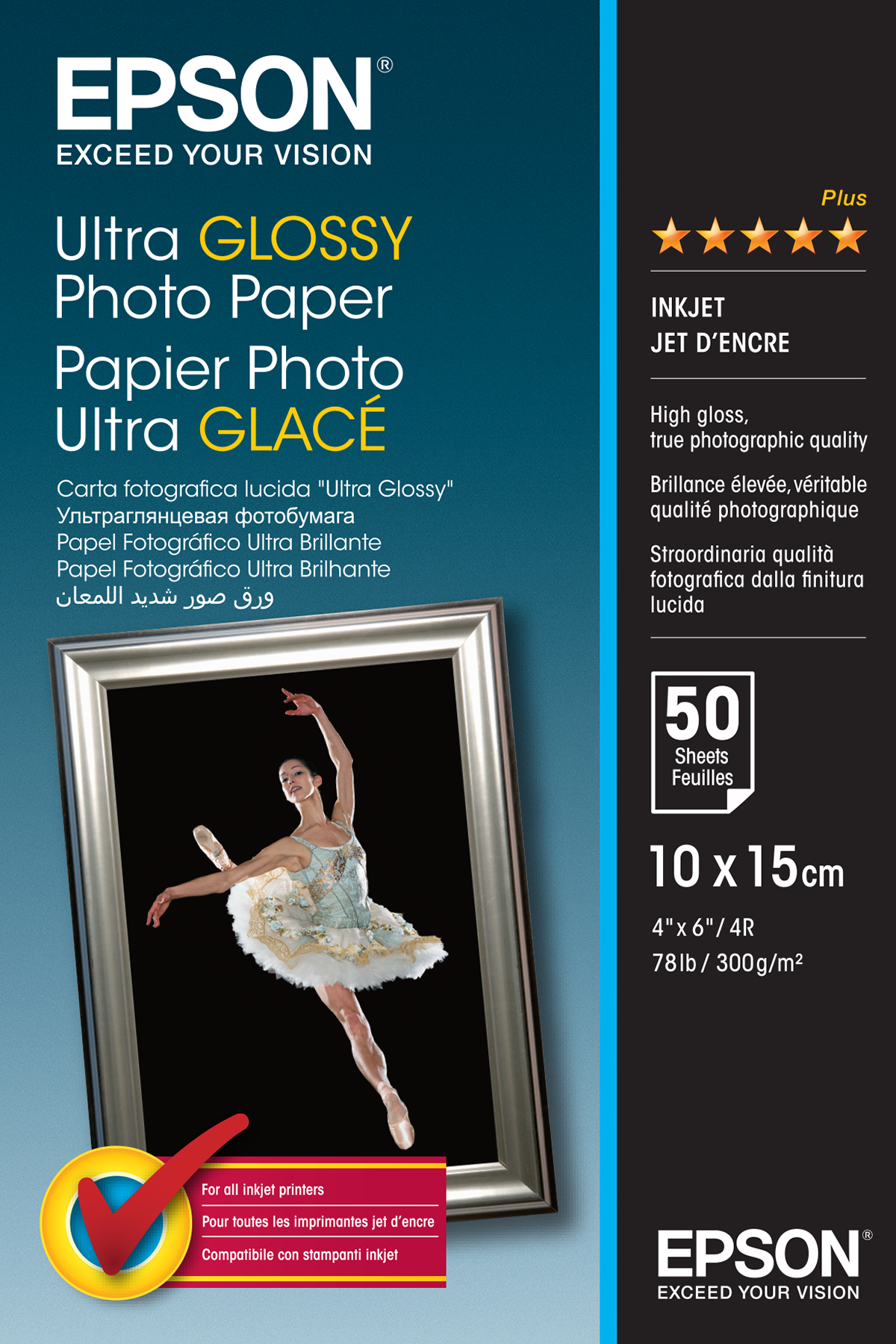Image of Epson Ultra Glossy Photo Paper - 10x15cm - 50 Sheets