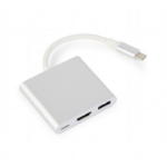 Gembird USB type-C multi-adapter, Silver