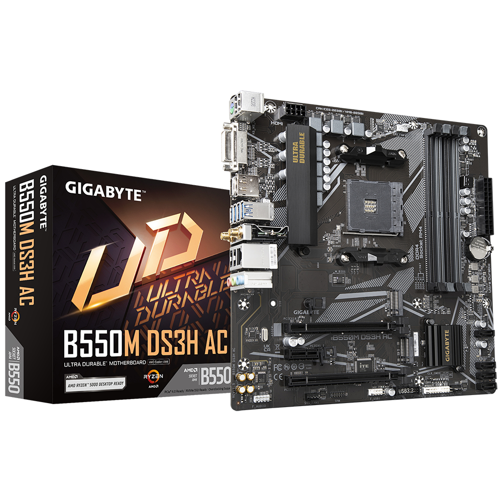 Image of Gigabyte B550M DS3H AC (rev. 1.5/1.6) AMD B550 Socket AM4 micro ATX
