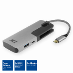 ACT USB-C hub 3.0, 3 poorts, cardreader, PD pass-through