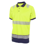 BEESWIFT High Visibility  Two Tone Polo Shirt Short Sleeve Saturn Yellow / Navy M