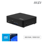 MSI Cubi NUC TWG-014EU Intel® N N250 8 GB DDR5-SDRAM 128 GB SSD Windows 11 Pro Mini PC Zwart