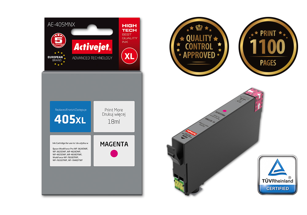 Activejet AE-405MNX ink (replacement for Epson 405XL C13T05H34010; Supreme; 18ml; magenta)
