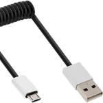 InLine Micro-USB 2.0 spiral cable, Type A/Micro-B M/M, black/alu, flexible 3m