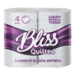 Bliss 3 Ply Bliss Luxury Quilted Toilet Rolls - 10 Packs Of 4 Rolls