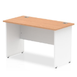Dynamic Impulse Straight Office Desk W1200 x D600 x H730mm Panel End Leg Oak Finish White Frame - TT000089 DD