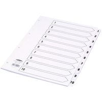 00901/CS9 CONCORD Classic Index 1-10 A4 180gsm Board White with Clear Mylar Tabs 00901/CS9