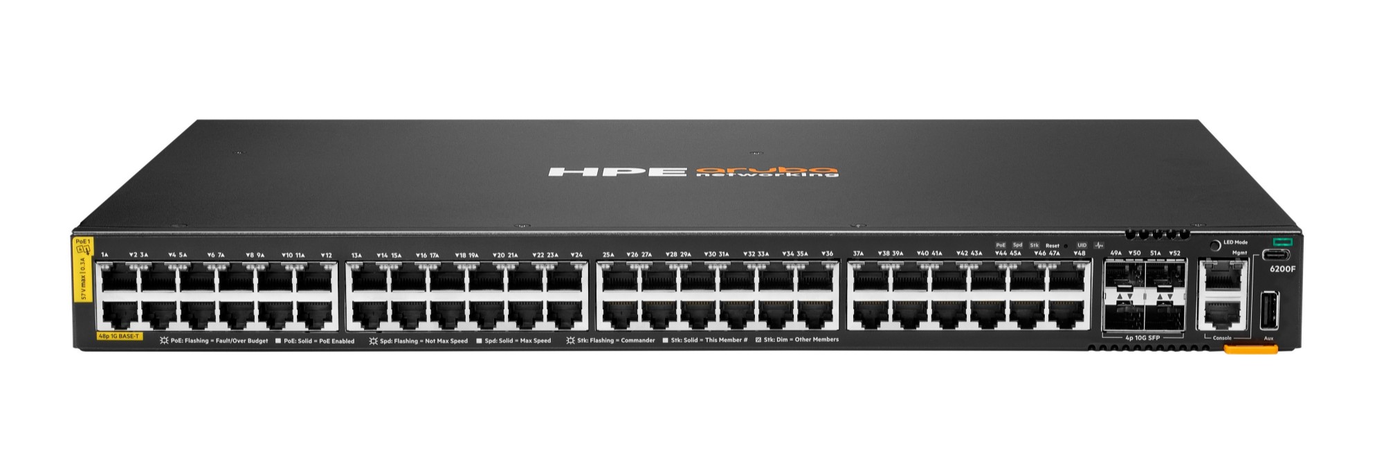 Hpe Aruba Networking Cx 6200F 48G Class-4 Poe 4Sfp+ 370W Switch
