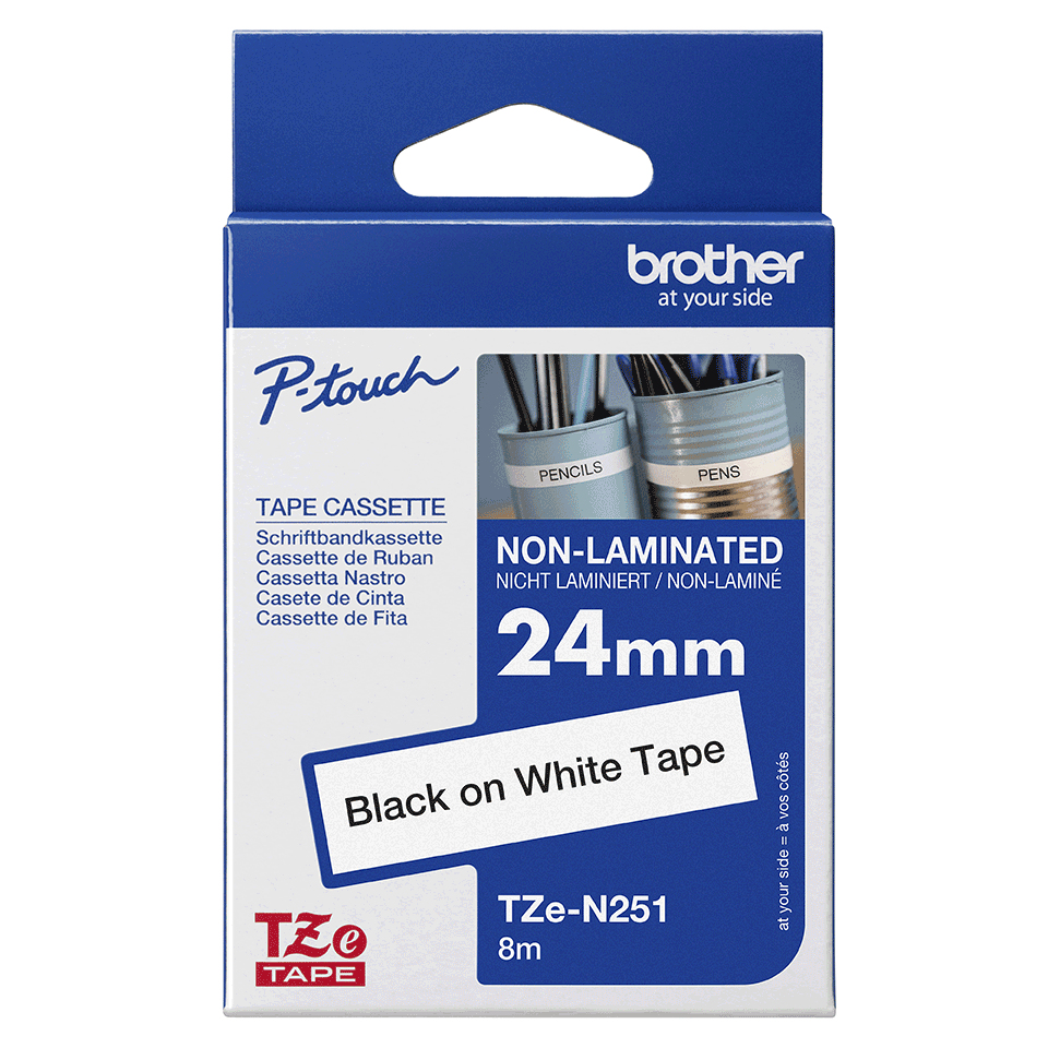 Brother TZE-N251 DirectLabel black on white 24mm x 8m for Brother P-Touch TZ 3.5-24mm/HSE/36mm/6-24mm/6-36mm