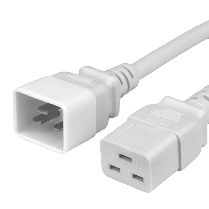 FDL 0.5M IEC C20 PLUG TO C19 SOCKET EXTENSION CABLE - WHITE