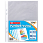 Tiger Multi Punched Pocket Polypropylene A5 45 Micron Top Opening Clear (Pack 100) - 301829