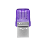 Kingston Technology DataTraveler microDuo 3C USB flash drive 256 GB USB Type-A / USB Type-C 3.2 Gen 1 (3.1 Gen 1) Stainless steel, Purple DTDUO3CG3/256GB