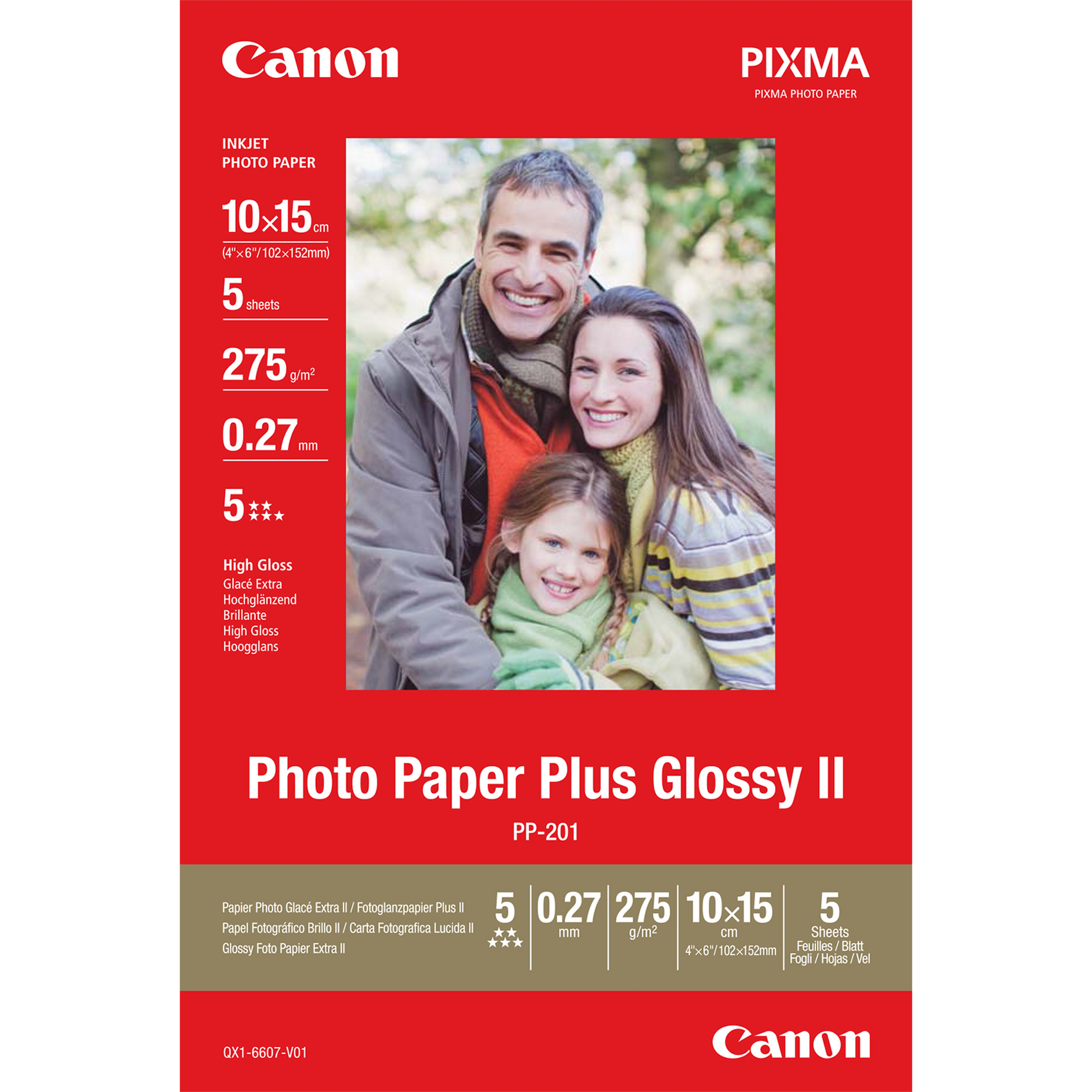 Image of Canon PP-201 Glossy II Photo Paper Plus 10x15cm - 5 Sheets