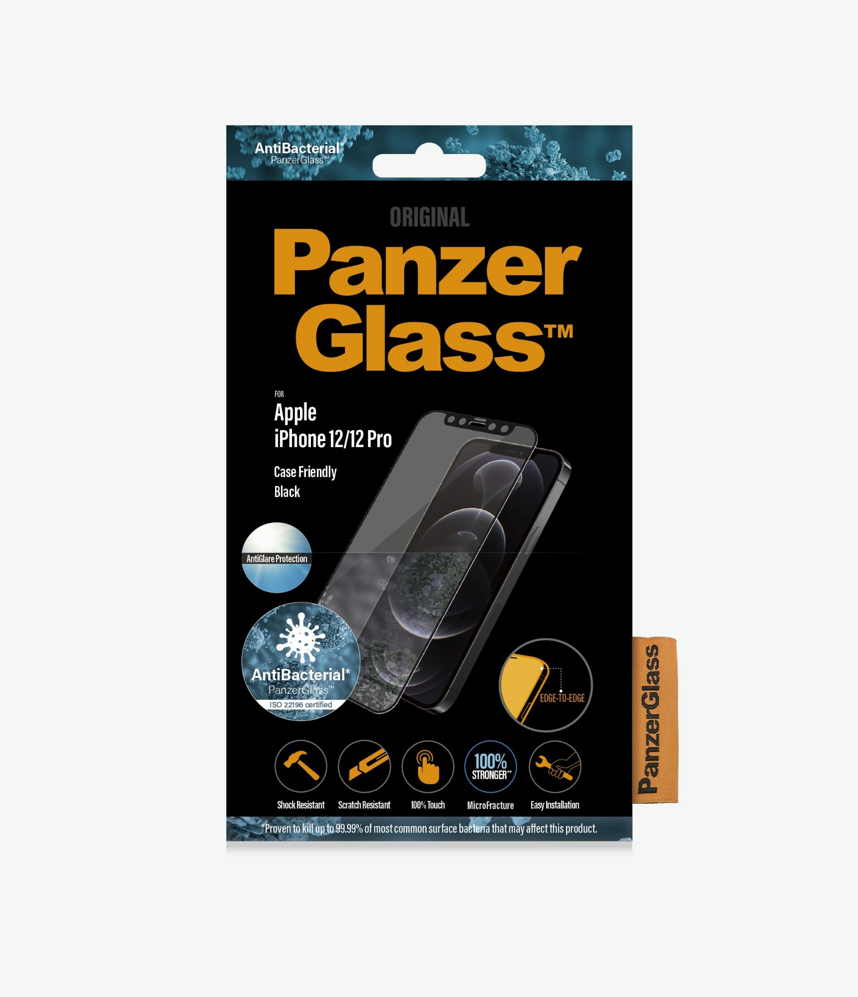 PanzerGlass Apple iPhone 12/12 Pro Edge-to-Edge Anti-Glare Anti-Bacterial