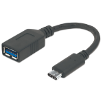 Manhattan USB-C Male to USB-A Female Adapter Cable, 15cm, USB 3.0 (aka USB 3.2 Gen 1), 5 Gbps, 3A Fast Charging, USB-IF Certified, SuperSpeed USB, Black, Lifetime Warranty, Equivalent to USB31CAADP