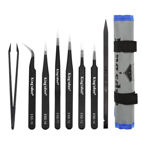 EU Product - Kingsdun Set/Tweezers, 8 Parts, ESD - Black thumbnail