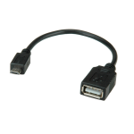 VALUE USB 2.0 Cable, A - Micro B, F/M, OTG 0.15 m