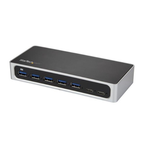 StarTech.com 7 Port USB C Hub with Fast Charge Port - USB-C to 5x USB-A 2x USB-C (USB 3.0 SuperSpeed 5Gbps) - Self Powered USB 3.1 Gen 1 Type-C Hub w/ Power Adapter - Desktop/Laptop Hub