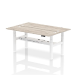Dynamic Air Back-to-Back W1800 x D600mm Height Adjustable Sit Stand 2 Person Bench Desk With Cable Ports Grey Oak Finish White Frame - HA02512 DD