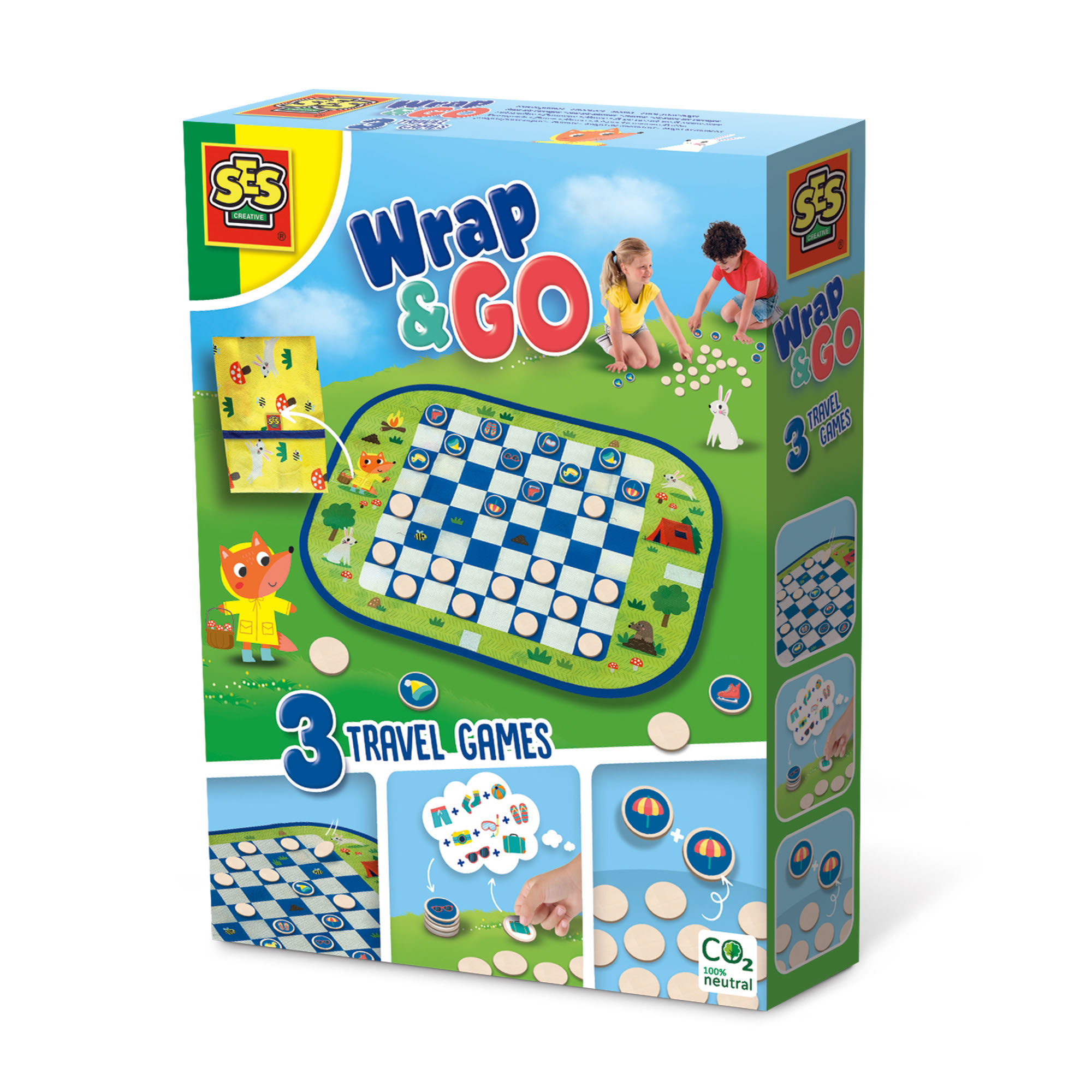 SES Creative Wrap&Go travel games - Checkers-Memo - I'm going on a trip