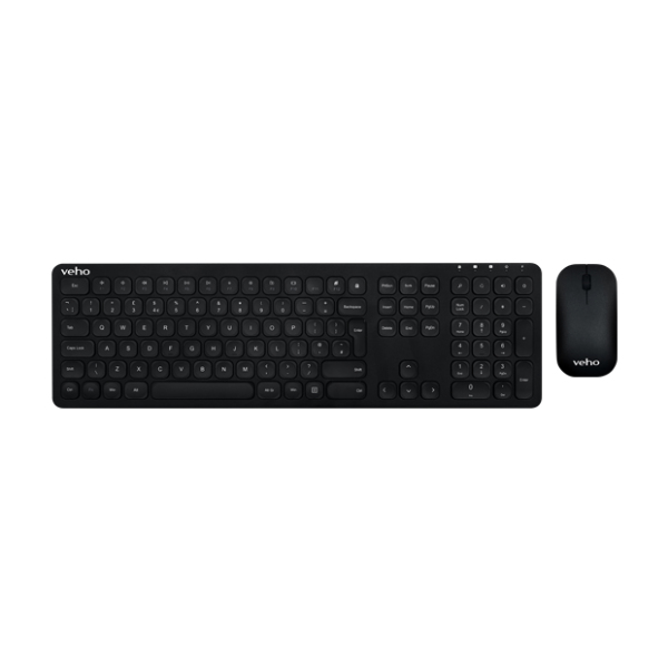 Veho HUT8 WZ-1 keyboard Mouse included RF Wireless QWERTY UK English Black