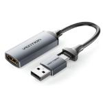 Vention ACWHA video cable adapter 0.1 m HDMI Type A (Standard) USB Type-C + USB Type-A Grey