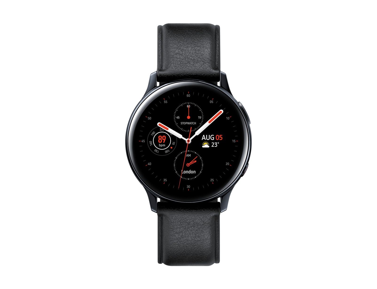 Samsung Galaxy Watch Active 2, 4G Cellular, 40mm, Stainless Steel with Leather Strap