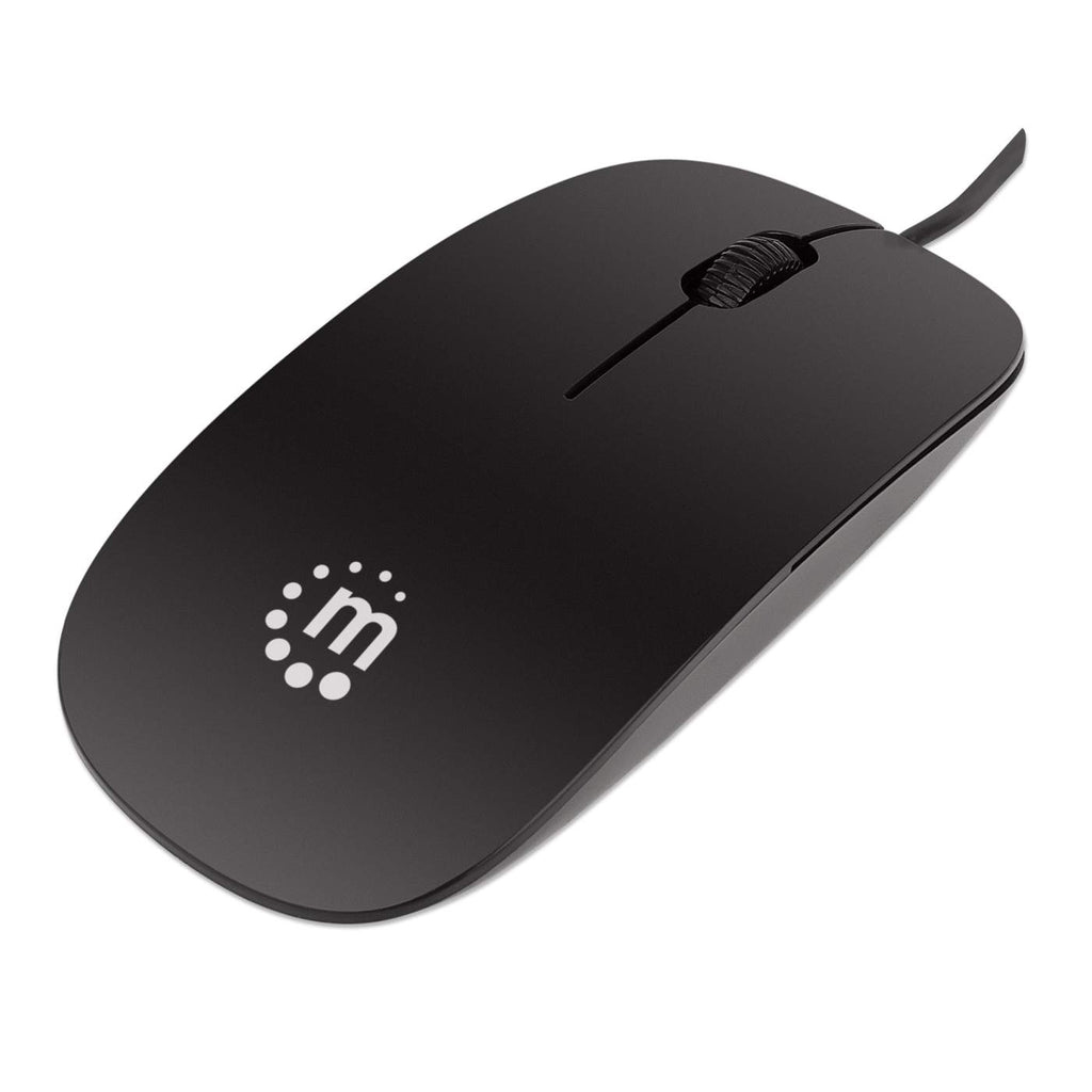 Image of Manhattan Silhouette Sculpted USB Wired Mouse, Black, 1000dpi,...