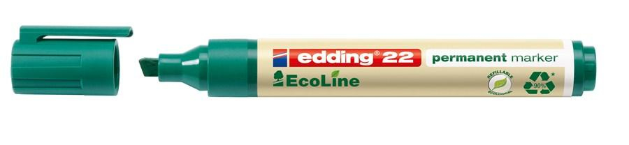 Photos - Felt Tip Pen Edding 22 EcoLine permanent marker Chisel tip Green 4-22004 