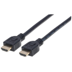 Manhattan HDMI 4K@60Hz Cable with Ethernet, CL3 In-Wall Rated, 1m, Suitable for ALL 4K & 1080p/HD Uses, Black, Premium High Speed, Lifetime Warranty, Higher 4K Refresh Rate than HD3MM1MW (4K@30Hz)