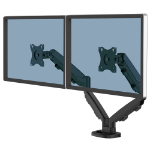 Fellowes Eppa Dual Monitor Arm - Monitor Mount for 8KG 40 inch Screens - Ergonomic Adjustable Monitor Arm Desk Mount - Tilt 90Â° Swivel 360Â° Rotation 360Â°, VESA 75 x 75/100 x 100 - Black