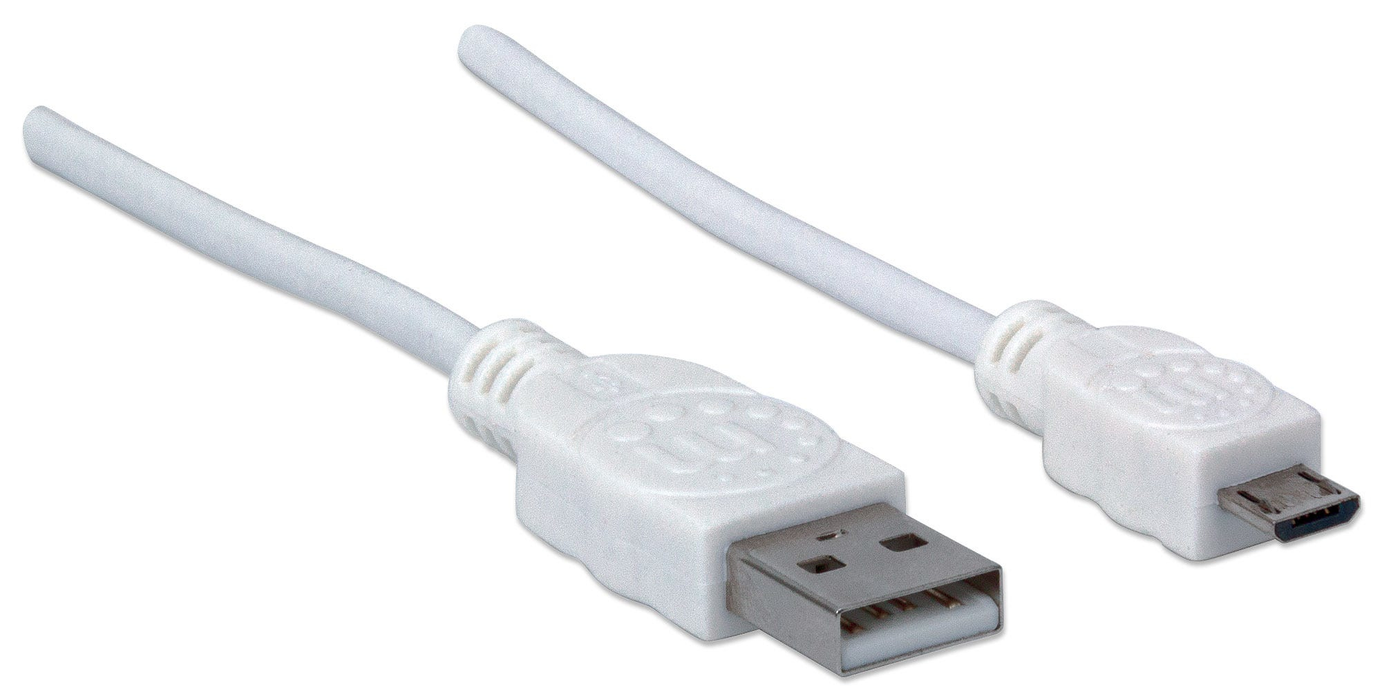 Manhattan USB-A to Micro-USB Cable, 1m, Male to Male, 480 Mbps (USB 2.0), White, Polybag