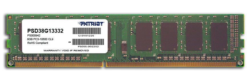 Image of Patriot Memory 8GB PC3-10600 memory module 1 x 8 GB DDR3 1333 MHz